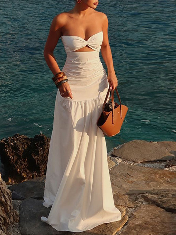 Solid Cutout Tube Dress