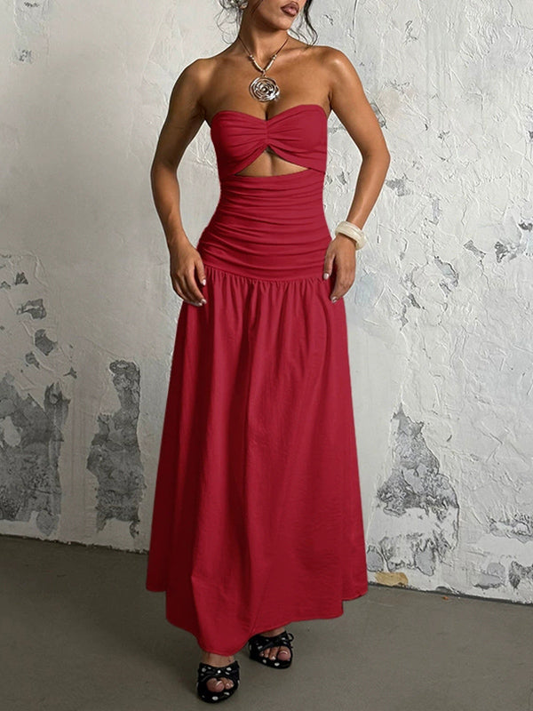 Solid Cutout Tube Dress