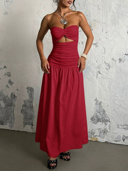 Solid Cutout Tube Dress