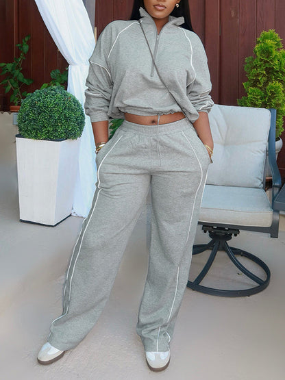 Stripe Zip Sweatshirt & Pants Set