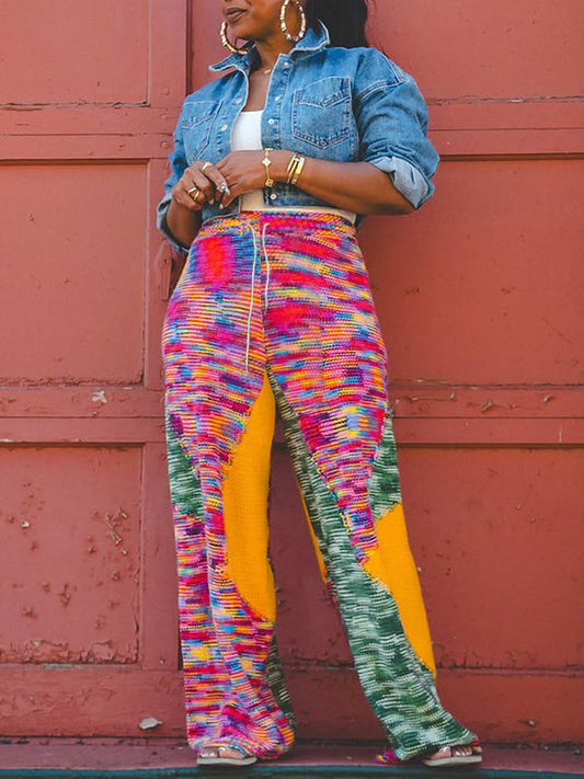 Colorblock Wide-Leg Pants