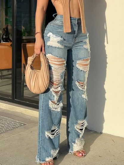 Ripped Straight Jeans