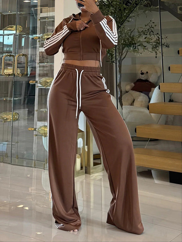 Side-Stripe Zip-Front Hoodie & Pants Set