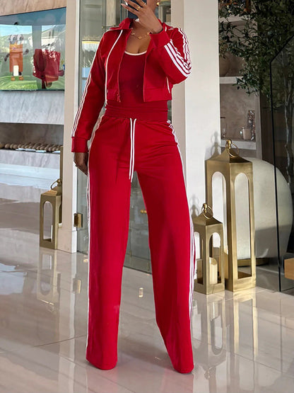 Side-Stripe Zip-Front Hoodie & Pants Set