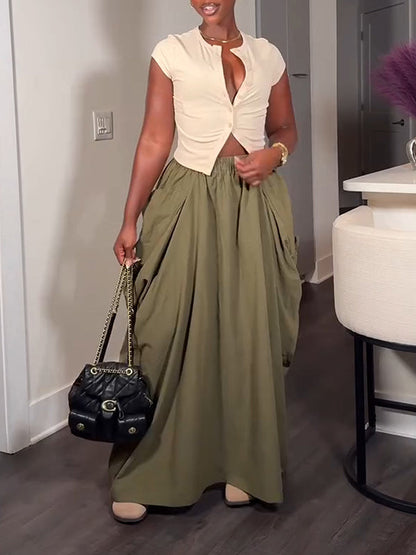 Drawstring Cargo Skirt