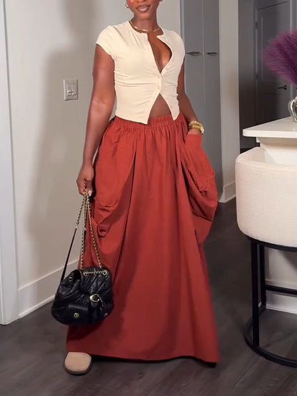 Drawstring Cargo Skirt