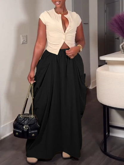 Drawstring Cargo Skirt