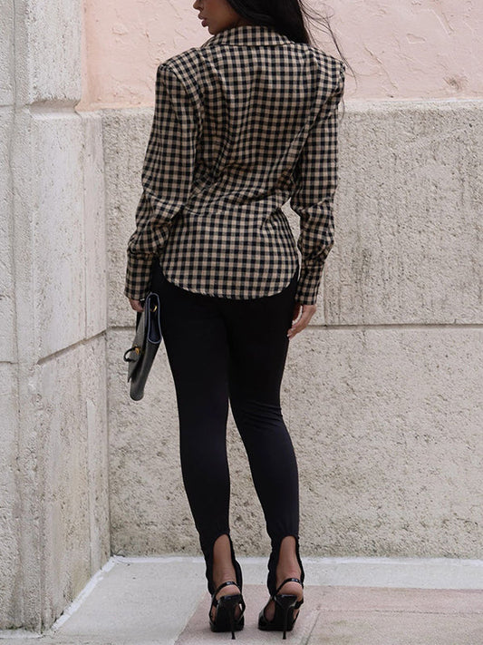 Plaid Side Slit Shirt