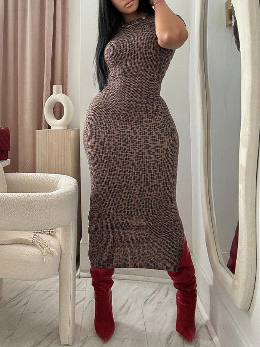 Leopard Slit Dress