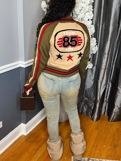 Colorblock Zip-Front Cardigan