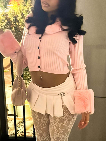 Faux-Fur Combo Cardigan