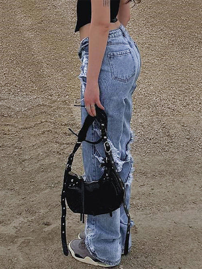 Fringe-Combo Straight Jeans