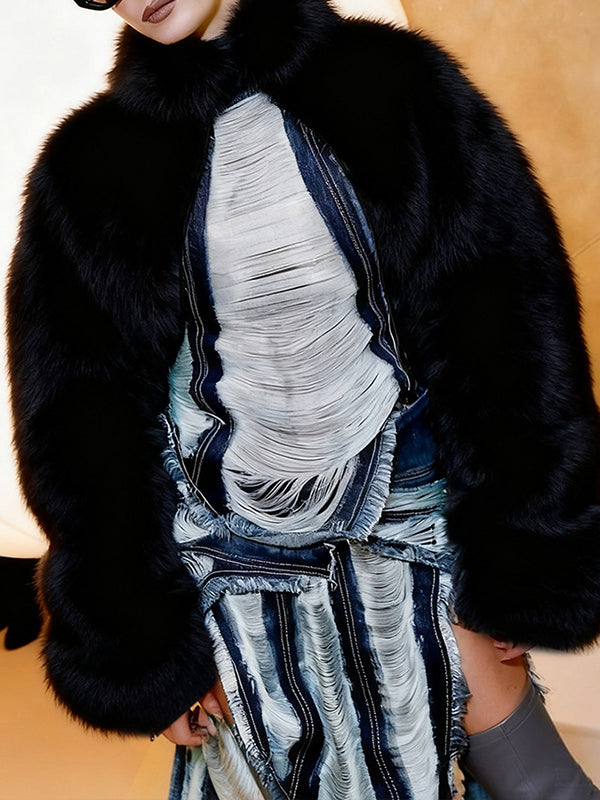 Solid Faux-Fur Jacket