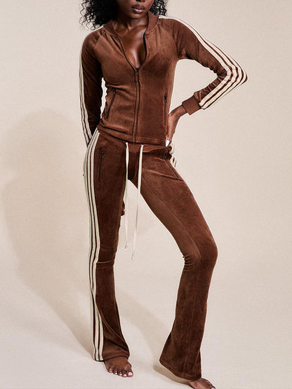 Velvet Side-Stripe Jacket & Pants Set