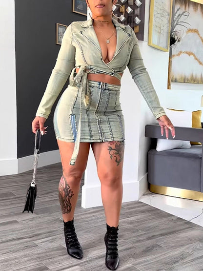 Tied Cutout Denim Dress