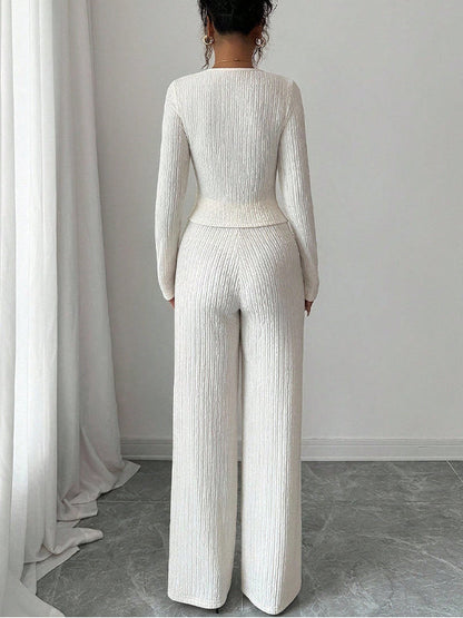 Ribbed Button Top & Pants Set