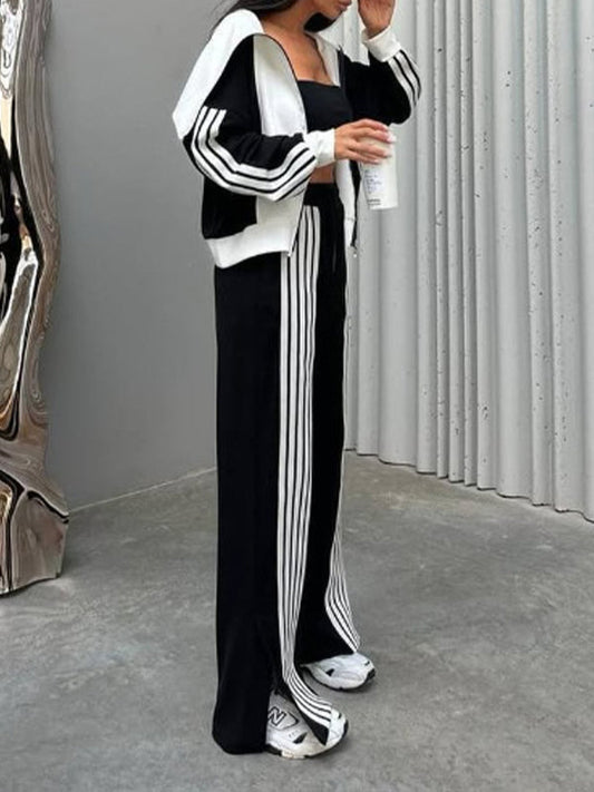 Side-Stripe Zip-Front Jacket & Pants Set