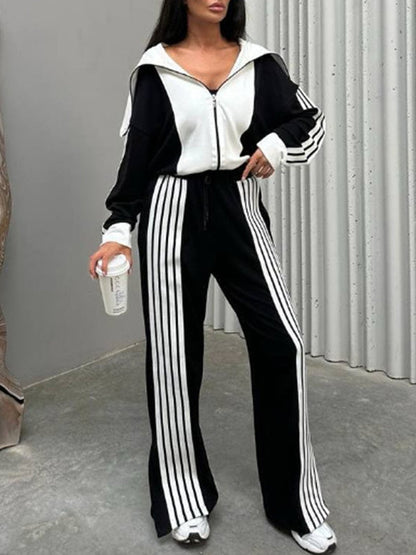 Side-Stripe Zip-Front Jacket & Pants Set
