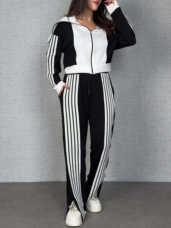 Side-Stripe Zip-Front Jacket & Pants Set