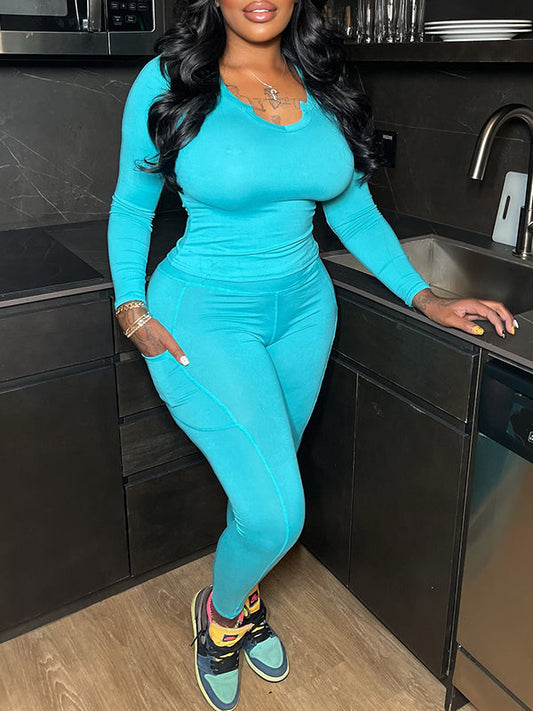 V-Neck Top & Pants Set