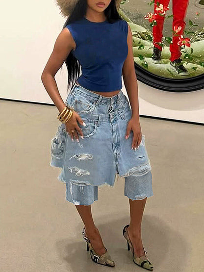 Double-Waist Capri Jeans