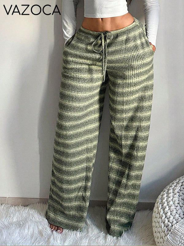 Stripe Wide-Leg Pants