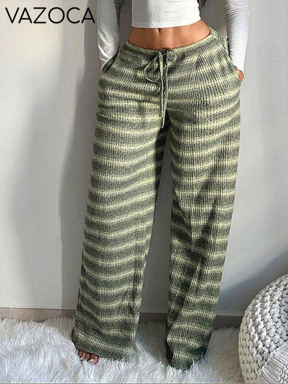 Stripe Wide-Leg Pants