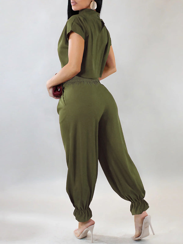 Solid Mock-Neck Top & Bloom Pants Set