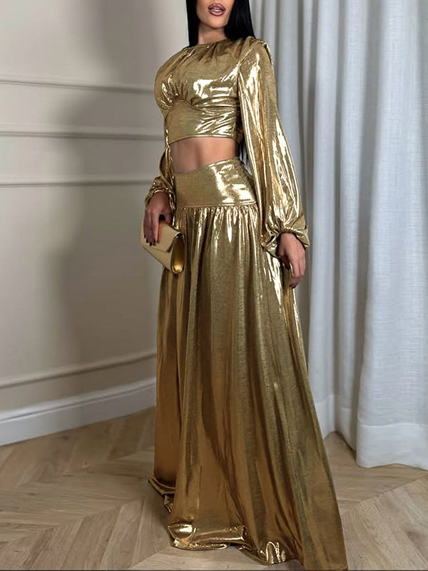 Metallic Top & Skirt Set