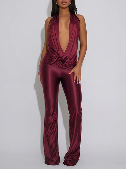 Cowl-Neck Halter Jumpsuit