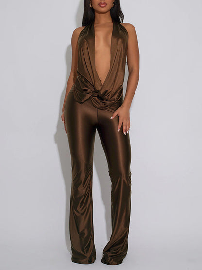 Cowl-Neck Halter Jumpsuit
