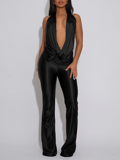 Cowl-Neck Halter Jumpsuit