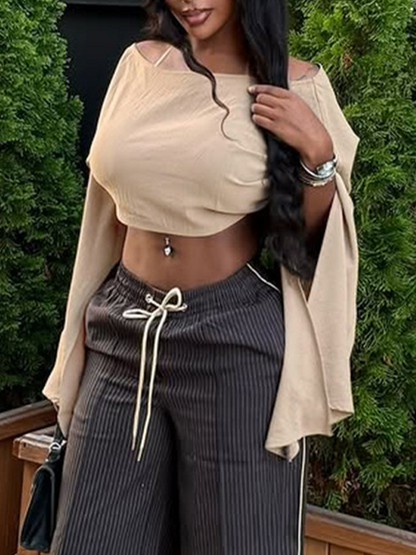 Solid Boat-Neck Cape Top