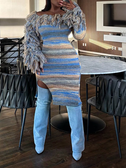 Fringe Off-Shoulder Dress