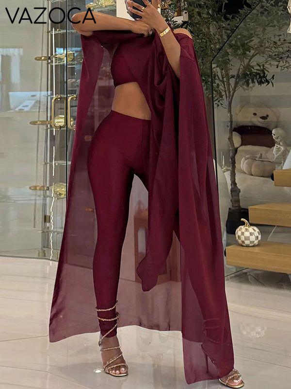 Sheer Tunic Top 3PC Set