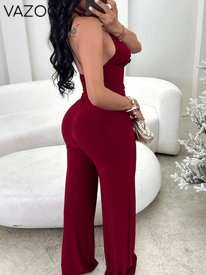 V-Neck Halter Jumpsuit