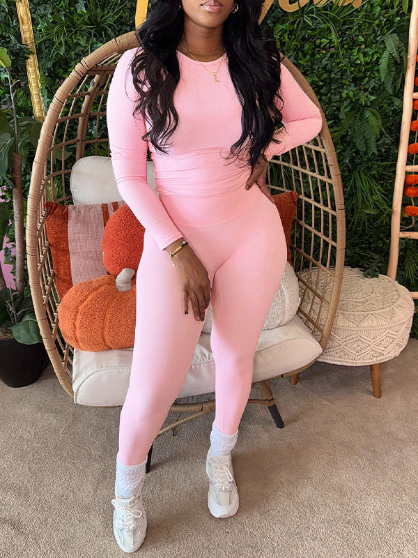 Solid Tee & Skinny Pants Set