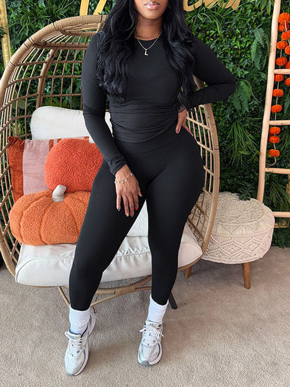 Solid Tee & Skinny Pants Set