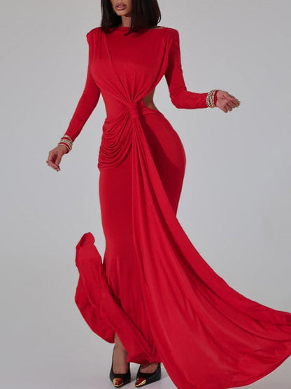 Draped Open-Back Maxi Dress