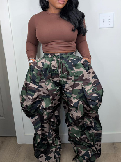 Camo Ruffle Combo Pants