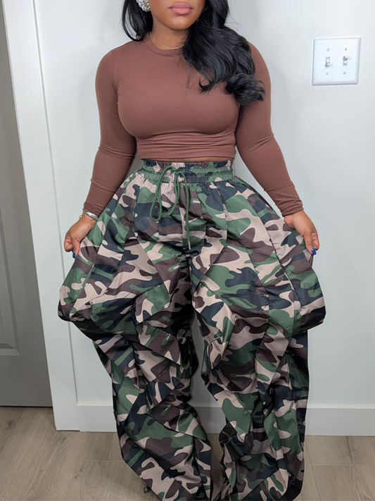 Camo Ruffle Combo Pants
