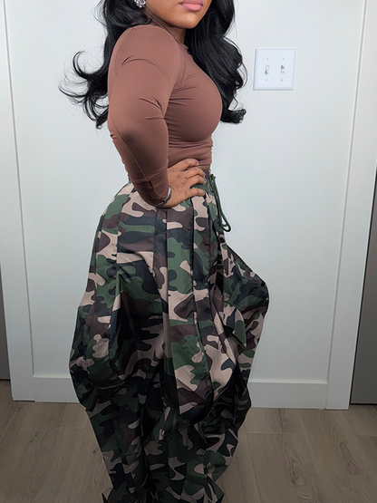 Camo Ruffle Combo Pants