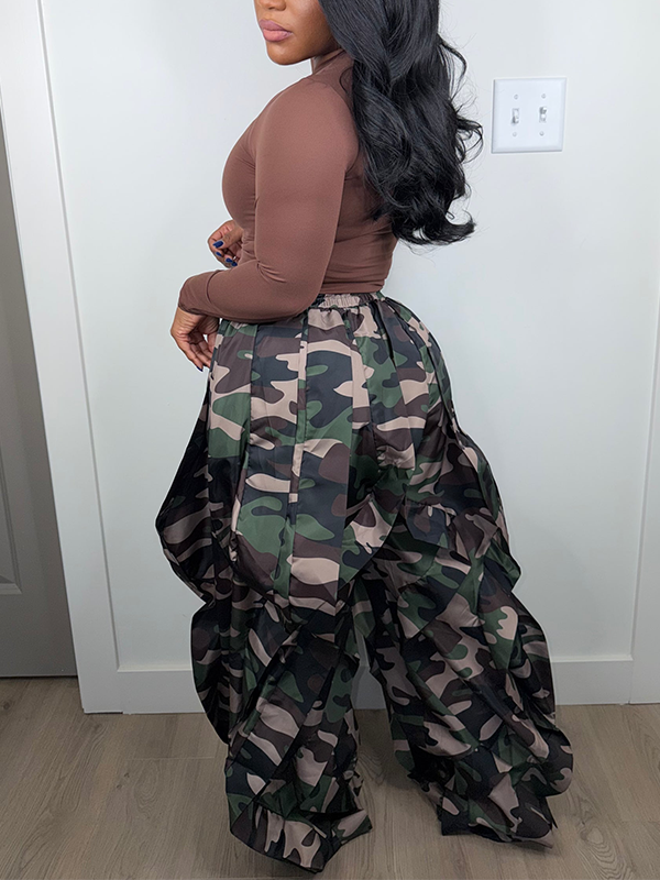 Camo Ruffle Combo Pants