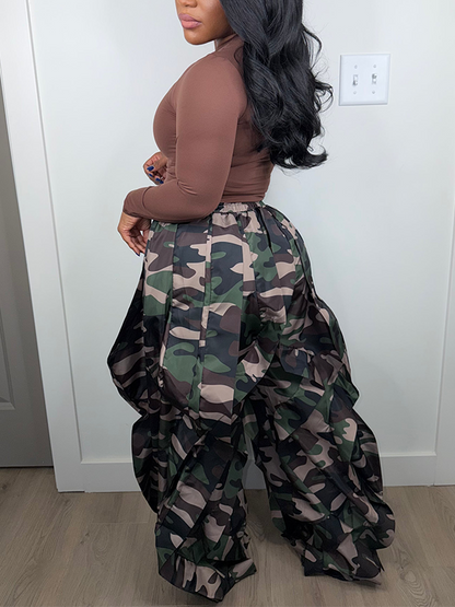 Camo Ruffle Combo Pants
