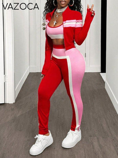 Colorblock 3PC Pants Set