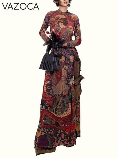 Printed Slit Tunic Top