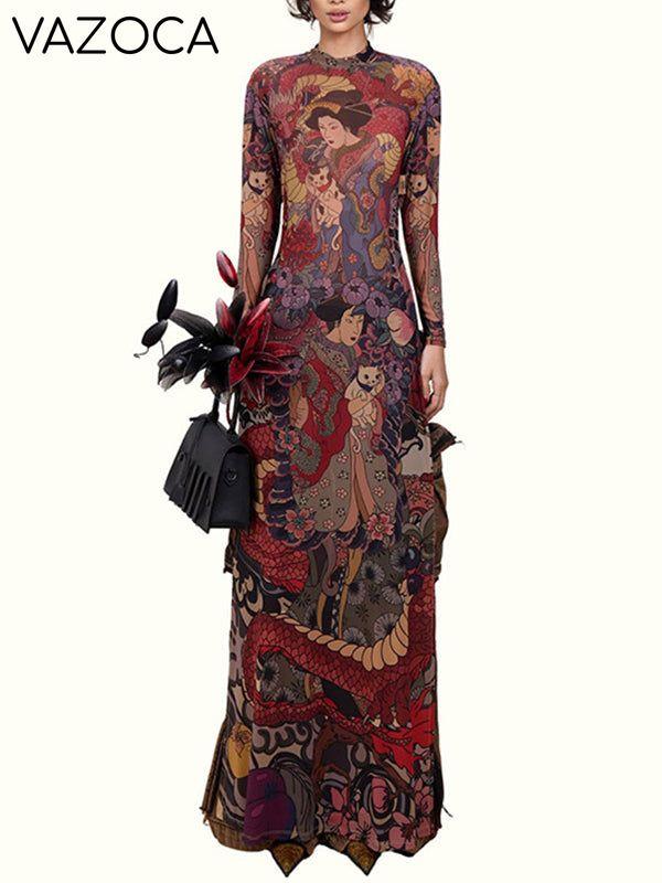 Printed Slit Tunic Top