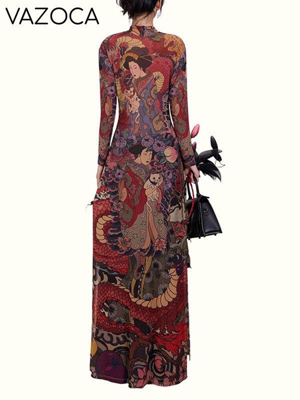 Printed Slit Tunic Top