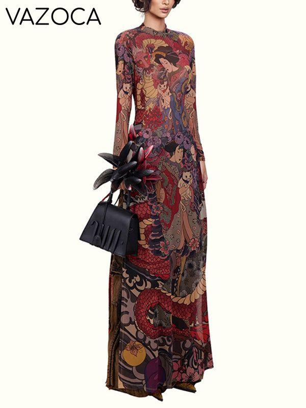 Printed Slit Tunic Top