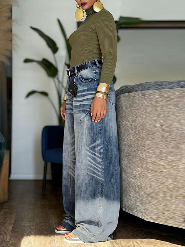 Ruched Wide-Leg Jeans